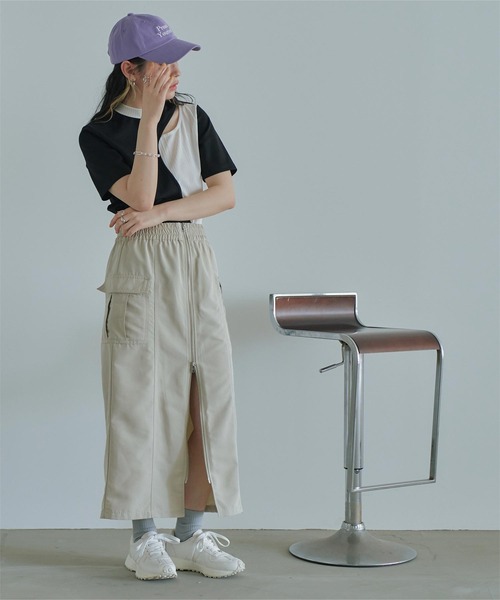 miette（ミエット）の「カーブライントップス（Tシャツ/カットソー・レディース・ネイビー/ライトベージュ/イエロー/カーキ/ブラック/オフホワイト・FREE）」の18枚目の写真