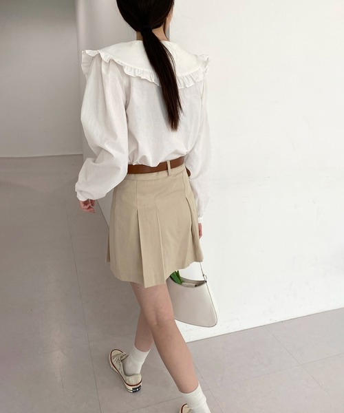 by muni:r（バイ ムニール）の「ビッグカラーフリルブラウス（シャツ/ブラウス・レディース・ベージュ/ブルー/アイボリー・FREE）」の10枚目の写真