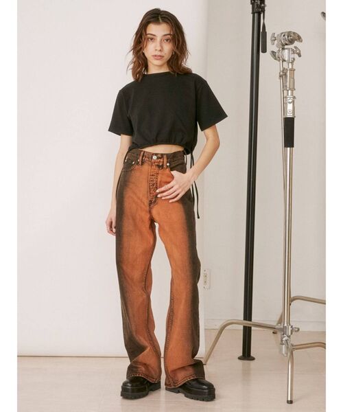 EVRIS（エヴリス）の「ドロストショートレングスTEE（Tシャツ/カットソー・レディース・その他1/ブラック/ホワイト・FREE）」の7枚目の写真