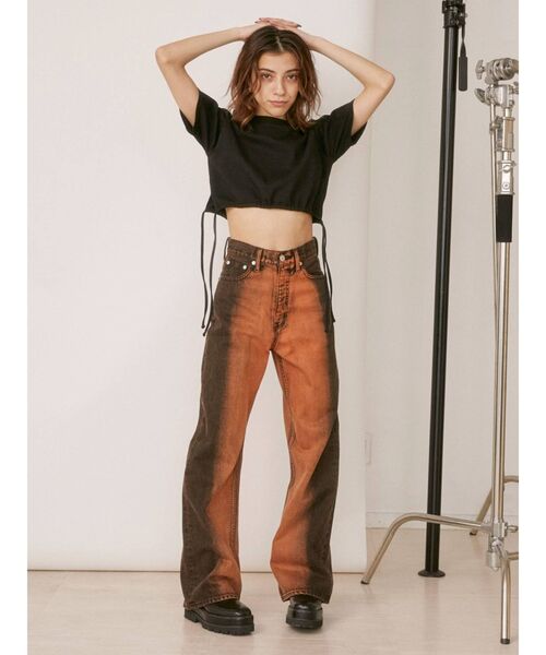 EVRIS（エヴリス）の「ドロストショートレングスTEE（Tシャツ/カットソー・レディース・その他1/ブラック/ホワイト・FREE）」の8枚目の写真