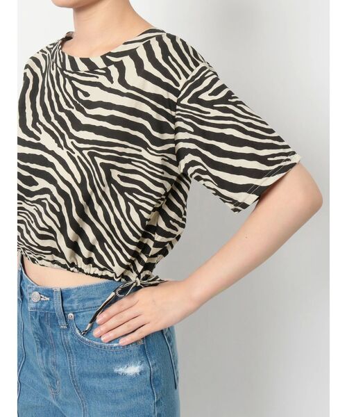 EVRIS（エヴリス）の「ドロストショートレングスTEE（Tシャツ/カットソー・レディース・その他1/ブラック/ホワイト・FREE）」の13枚目の写真