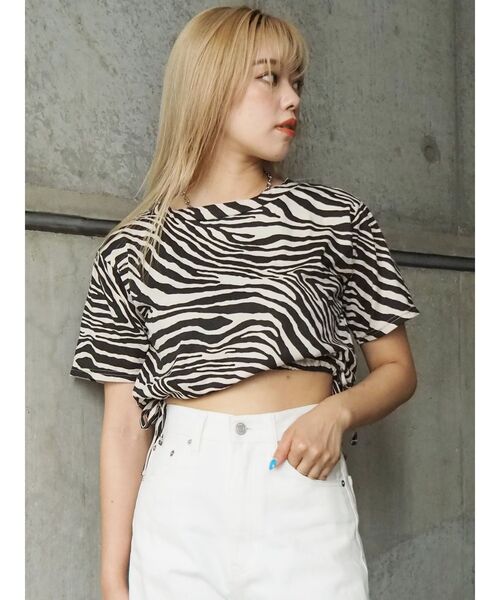 EVRIS（エヴリス）の「ドロストショートレングスTEE（Tシャツ/カットソー・レディース・その他1/ブラック/ホワイト・FREE）」の22枚目の写真