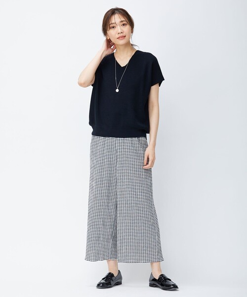 J.PRESS（ジェイプレス）の「【洗える】チェックカールマイヤー パンツ（その他パンツ・レディース・ブラック系3・11/9/7）」の2枚目の写真