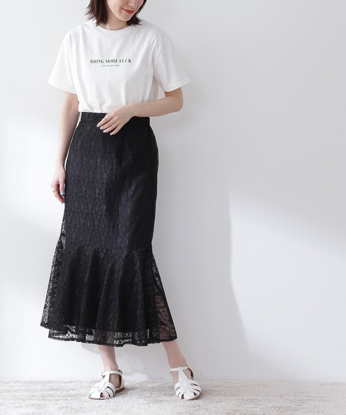 N.（N. Natural Beauty Basic）（エヌエヌナチュラルビューティーベーシック）の「◆レースマーメイドスカート（スカート・レディース・ライトグレー/ブラック/ブルー・MEDIUM）」の2枚目の写真