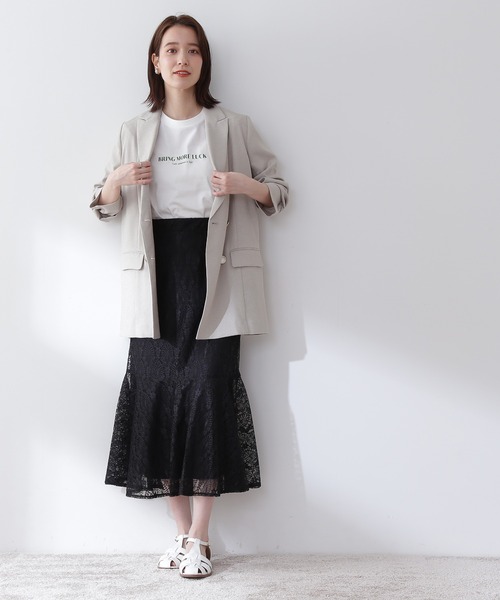 N.（N. Natural Beauty Basic）（エヌエヌナチュラルビューティーベーシック）の「◆レースマーメイドスカート（スカート・レディース・ライトグレー/ブラック/ブルー・MEDIUM）」の5枚目の写真