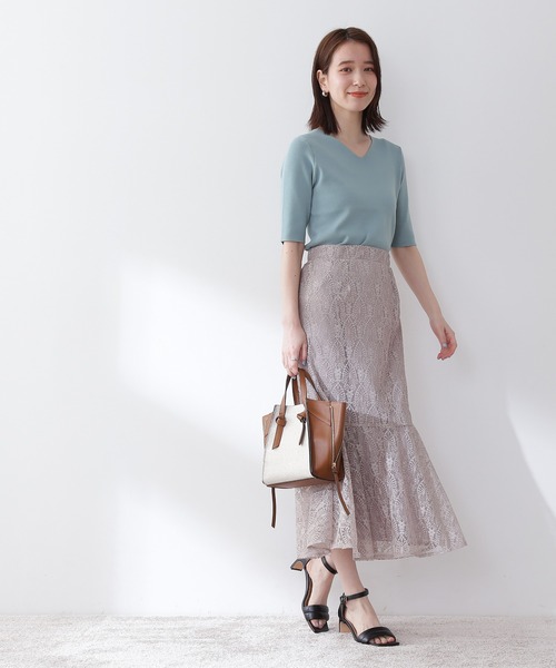 N.（N. Natural Beauty Basic）（エヌエヌナチュラルビューティーベーシック）の「◆レースマーメイドスカート（スカート・レディース・ライトグレー/ブラック/ブルー・MEDIUM）」の9枚目の写真