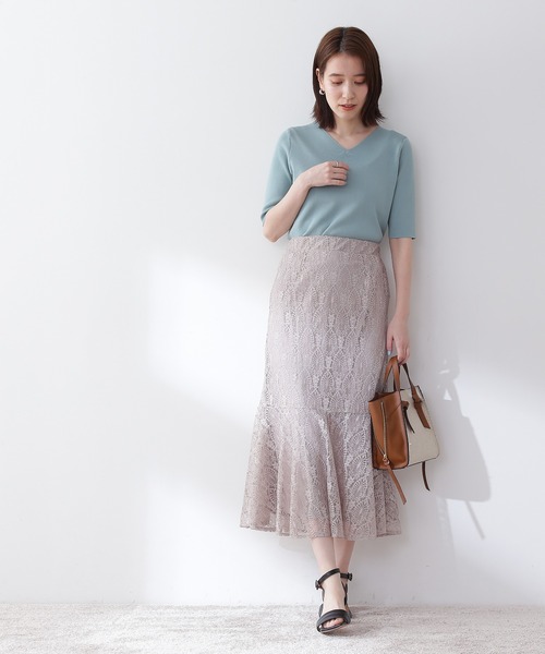 N.（N. Natural Beauty Basic）（エヌエヌナチュラルビューティーベーシック）の「◆レースマーメイドスカート（スカート・レディース・ライトグレー/ブラック/ブルー・MEDIUM）」の8枚目の写真