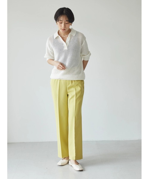 AMERICAN HOLIC（アメリカンホリック）の「透かし編み衿付きニットプルオーバー　-ウォッシャブル-（ポロシャツ・レディース・ブラック/オフホワイト・M/L）」の11枚目の写真