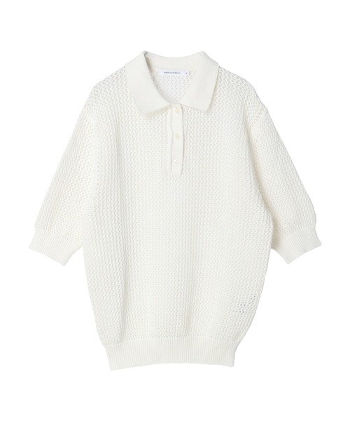 AMERICAN HOLIC（アメリカンホリック）の「透かし編み衿付きニットプルオーバー　-ウォッシャブル-（ポロシャツ・レディース・ブラック/オフホワイト・M/L）」の22枚目の写真