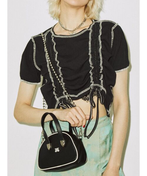 jouetie（ジュエティ）の「ハーフスリーブリバーシブルギャザーテレコトップス（Tシャツ/カットソー・レディース・ブラック/パープル/レッド/その他1/その他2・MEDIUM）」の2枚目の写真