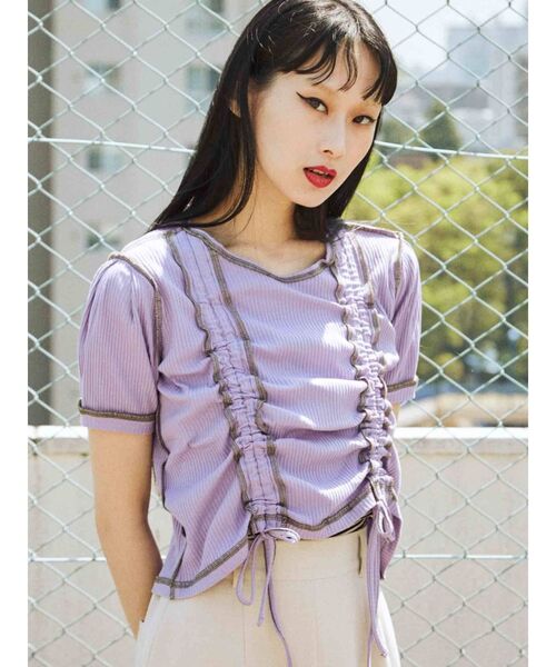 jouetie（ジュエティ）の「ハーフスリーブリバーシブルギャザーテレコトップス（Tシャツ/カットソー・レディース・ブラック/パープル/レッド/その他1/その他2・MEDIUM）」の20枚目の写真