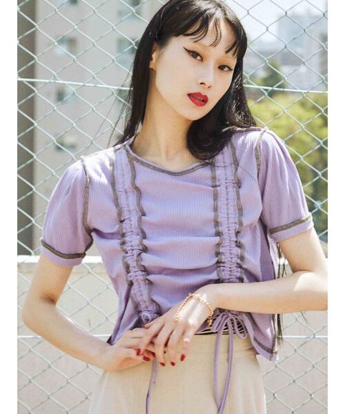 jouetie（ジュエティ）の「ハーフスリーブリバーシブルギャザーテレコトップス（Tシャツ/カットソー・レディース・ブラック/パープル/レッド/その他1/その他2・MEDIUM）」の21枚目の写真