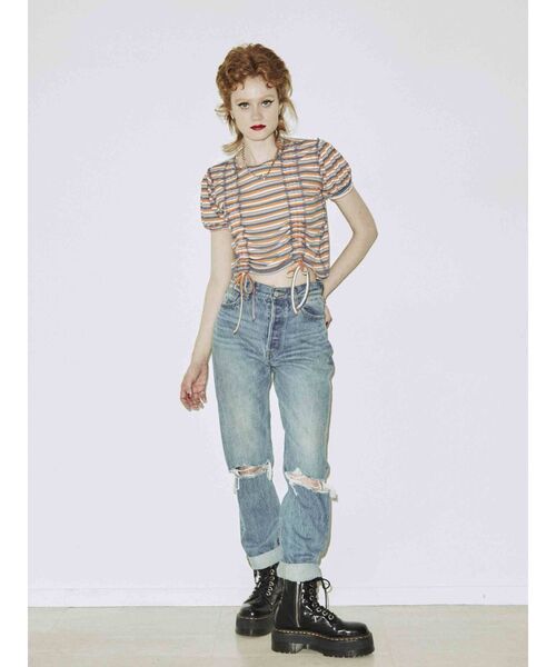 jouetie（ジュエティ）の「ハーフスリーブリバーシブルギャザーテレコトップス（Tシャツ/カットソー・レディース・ブラック/パープル/レッド/その他1/その他2・MEDIUM）」の6枚目の写真