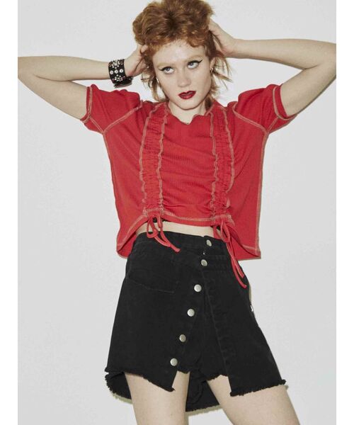 jouetie（ジュエティ）の「ハーフスリーブリバーシブルギャザーテレコトップス（Tシャツ/カットソー・レディース・ブラック/パープル/レッド/その他1/その他2・MEDIUM）」の7枚目の写真