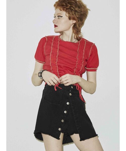 jouetie（ジュエティ）の「ハーフスリーブリバーシブルギャザーテレコトップス（Tシャツ/カットソー・レディース・ブラック/パープル/レッド/その他1/その他2・MEDIUM）」の8枚目の写真