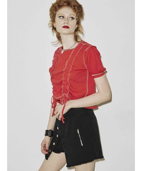 jouetie（ジュエティ）の「ハーフスリーブリバーシブルギャザーテレコトップス（Tシャツ/カットソー・レディース・ブラック/パープル/レッド/その他1/その他2・MEDIUM）」の9枚目の写真