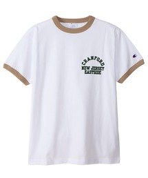 Champion チャンピオン カレッジプリント半袖リンガーTシャツ
