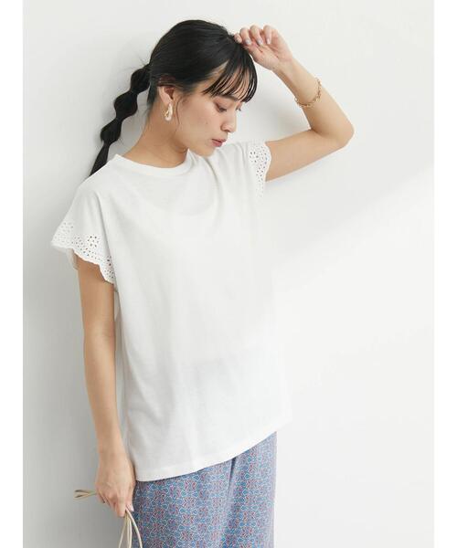 Green Parks(グリーンパークス)の「・SUGAR SPOON アイレットフレンチTシャツ(Tシャツ/カットソー・レディース・イエロー/パープル/オフホワイト/ブラック・FREE)」の5枚目の写真