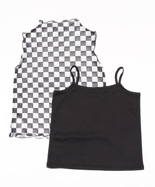 LOVETOXIC（ラブトキシック）の「シアータンクキャミSET（アンサンブル・キッズ・オフホワイト/マルチ・S/M/L）」の3枚目の写真