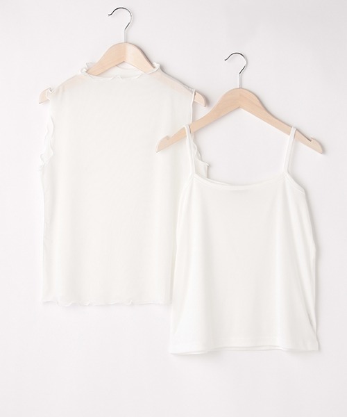 LOVETOXIC（ラブトキシック）の「シアータンクキャミSET（アンサンブル・キッズ・オフホワイト/マルチ・S/M/L）」の5枚目の写真