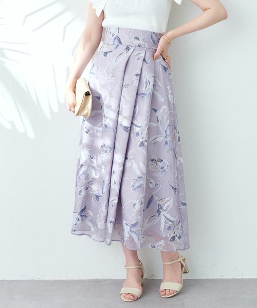 natural couture(ナチュラルクチュール)の「オパールフラワーアシメタックスカート(スカート・レディース・ブラック/ライトベージュ/ブルー・FREE)」の21枚目の写真