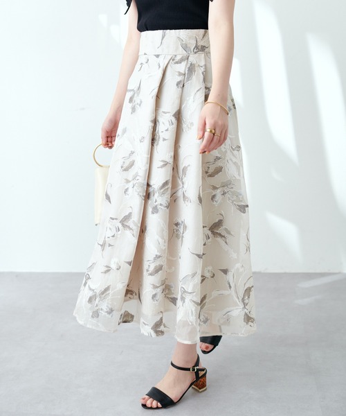 natural couture(ナチュラルクチュール)の「オパールフラワーアシメタックスカート(スカート・レディース・ブラック/ライトベージュ/ブルー・FREE)」の15枚目の写真