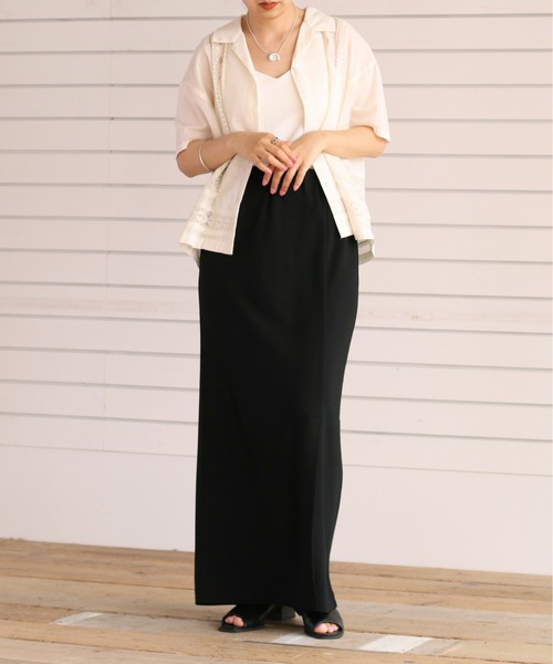 cepo（セポ）の「アシメスリットタイトスカート（スカート・レディース・ブラック/オレンジ/グリーン・M）」の4枚目の写真