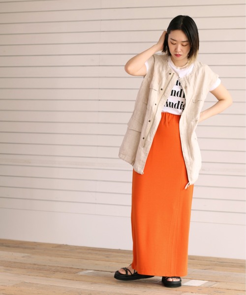 cepo（セポ）の「アシメスリットタイトスカート（スカート・レディース・ブラック/オレンジ/グリーン・M）」の21枚目の写真