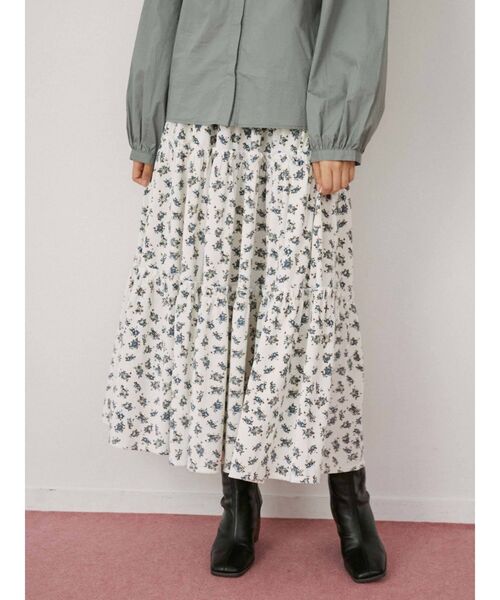 merry jenny（メリージェニー）の「flowerベロアティアードスカート（スカート・レディース・アイボリー/ブラウン・FREE）」の4枚目の写真