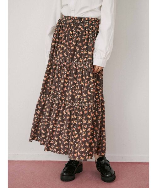 merry jenny（メリージェニー）の「flowerベロアティアードスカート（スカート・レディース・アイボリー/ブラウン・FREE）」の10枚目の写真