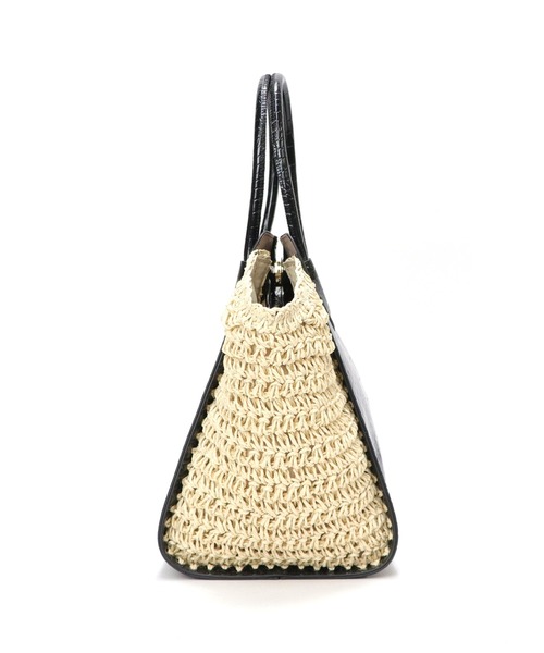 BASE（ベース）の「レディース 異素材ミックス カゴ トートバッグ（かごバッグ・レディース・ブラック/ベージュ/グリーン/アイボリー・FREE）」の16枚目の写真