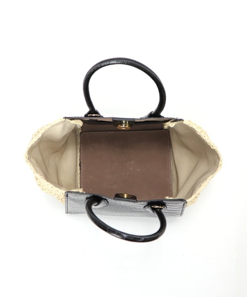 BASE（ベース）の「レディース 異素材ミックス カゴ トートバッグ（かごバッグ・レディース・ブラック/ベージュ/グリーン/アイボリー・FREE）」の20枚目の写真