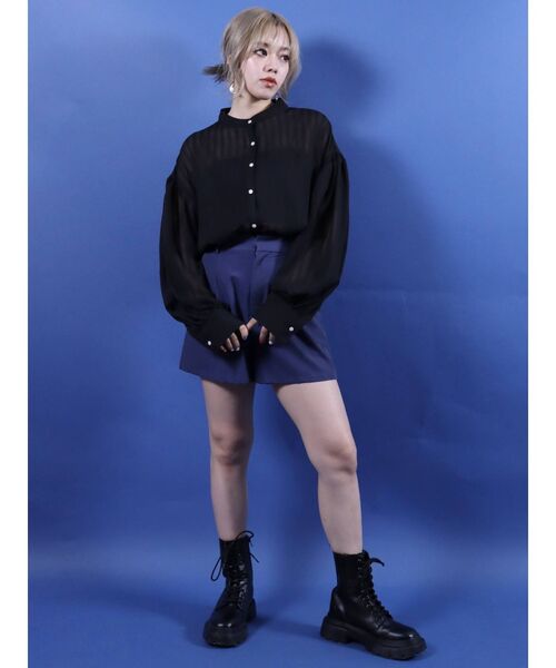 EVRIS(エヴリス)の「ストライプシアーシャツ(シャツ/ブラウス・レディース・ブラック/アイボリー/オレンジ・FREE)」の11枚目の写真