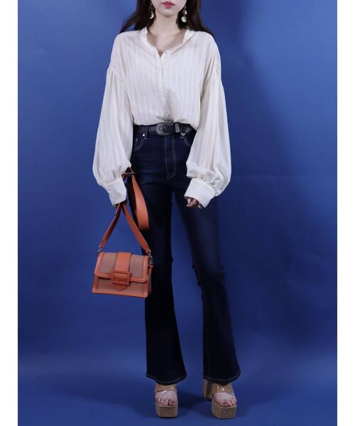 EVRIS(エヴリス)の「ストライプシアーシャツ(シャツ/ブラウス・レディース・ブラック/アイボリー/オレンジ・FREE)」の17枚目の写真