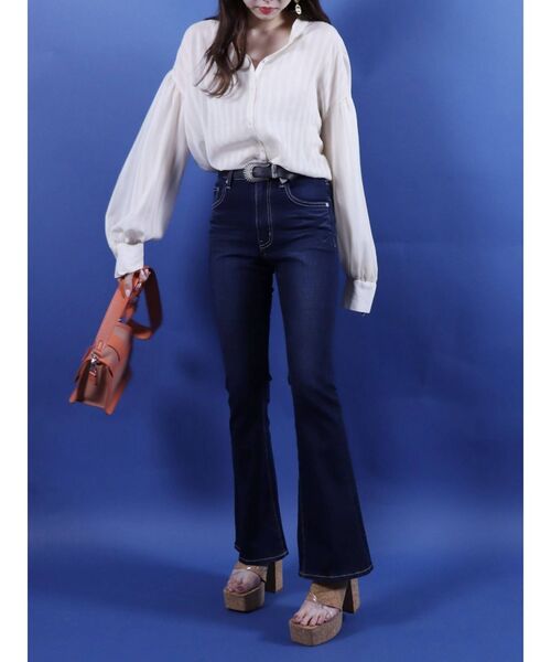 EVRIS(エヴリス)の「ストライプシアーシャツ(シャツ/ブラウス・レディース・ブラック/アイボリー/オレンジ・FREE)」の20枚目の写真