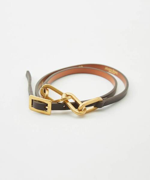 martinique(マルティニーク)の「MAISON BOINET/07 mm belt in nappa leather lined nappa leather - brass chain(ベルト・レディース・ブラウン・1/2)」の1枚目の写真