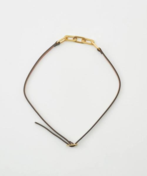 martinique(マルティニーク)の「MAISON BOINET/07 mm belt in nappa leather lined nappa leather - brass chain(ベルト・レディース・ブラウン・1/2)」の2枚目の写真