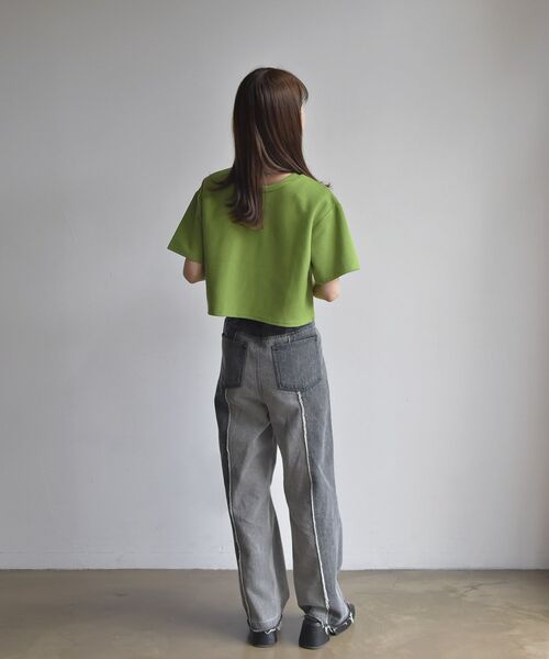 RETRO GIRL(レトロガール)の「半袖ドットテレコカーデ(Tシャツ/カットソー・レディース・チャコールグレー/グリーン/オフホワイト/オレンジ/イエロー・FREE)」の17枚目の写真