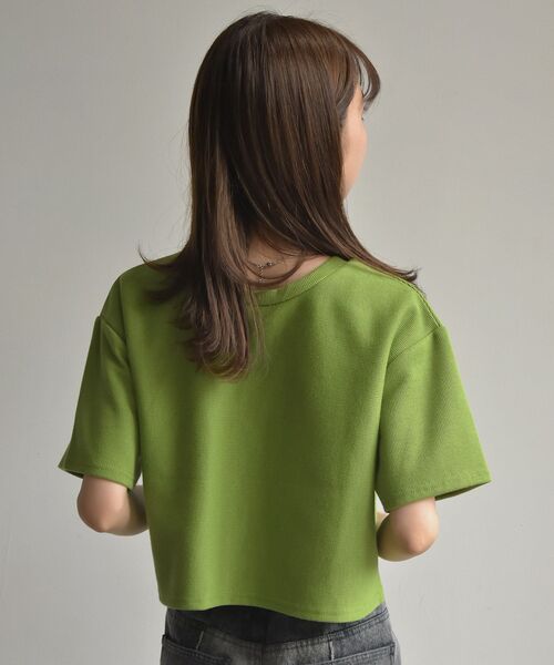 RETRO GIRL(レトロガール)の「半袖ドットテレコカーデ(Tシャツ/カットソー・レディース・チャコールグレー/グリーン/オフホワイト/オレンジ/イエロー・FREE)」の12枚目の写真