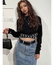 GGジャカードラインウエストクロストップス