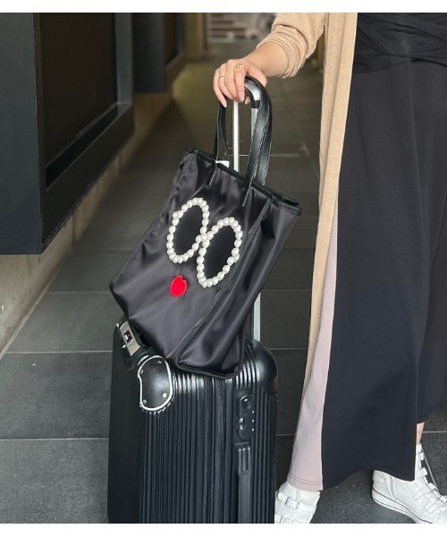 レディース a-jolie アジョリー パールサングラス ナイロン トートバッグ