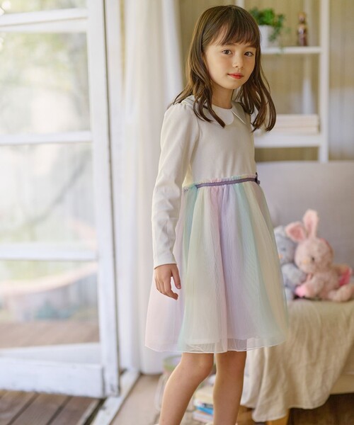 any Fam（エニィファム）の「花柄ドッキングチュールワンピース  