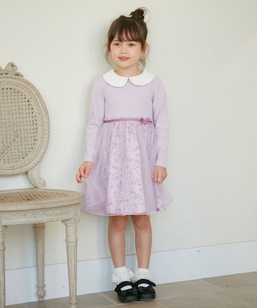 any Fam（エニィファム）の「花柄ドッキングチュールワンピース  