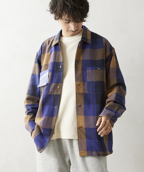 JOURNAL STANDARD relume(ジャーナルスタンダード レリューム)の「【ALASKAN / アラスカン】チェックネルワークシャツ(シャツ/ブラウス・メンズ・モスグリーン/ウッド/ブラック系その他/キャメル・MEDIUM/LARGE)」の14枚目の写真