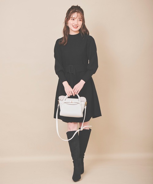 31 Sons de mode(トランテアン ソン ドゥ モード)の「リボンミニワンピース(ワンピース・レディース・ブラック/ラベンダー/イエロー・36)」の1枚目の写真