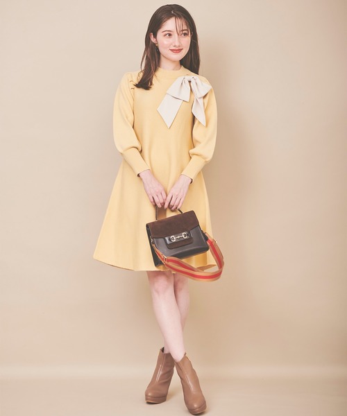 31 Sons de mode(トランテアン ソン ドゥ モード)の「リボンミニワンピース(ワンピース・レディース・ブラック/ラベンダー/イエロー・36)」の6枚目の写真