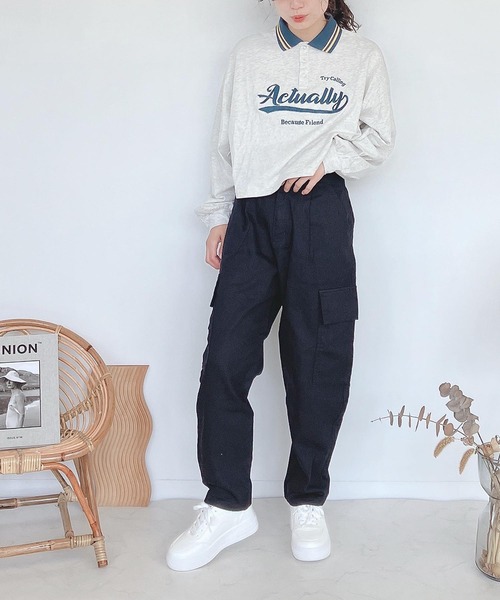 AS KNOW AS plus(アズノゥアズプラス)の「♪ポケット ファティーグパンツ(カーゴパンツ・レディース・アイボリー/ブラック/モカ/グリーン・FREE)」の10枚目の写真
