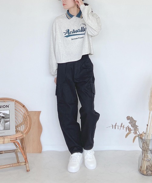 AS KNOW AS plus(アズノゥアズプラス)の「♪ポケット ファティーグパンツ(カーゴパンツ・レディース・アイボリー/ブラック/モカ/グリーン・FREE)」の12枚目の写真