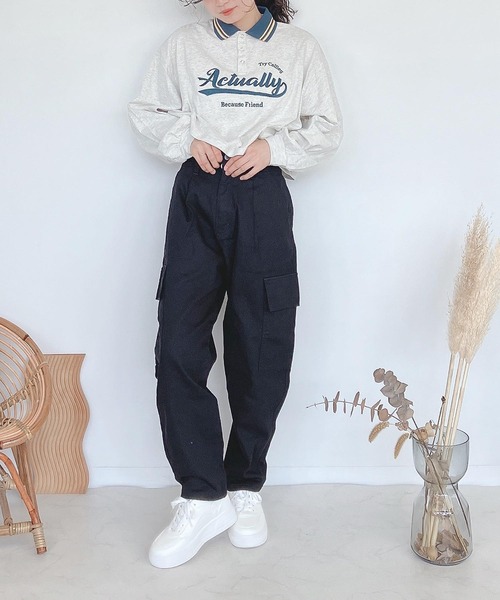 AS KNOW AS plus(アズノゥアズプラス)の「♪ポケット ファティーグパンツ(カーゴパンツ・レディース・アイボリー/ブラック/モカ/グリーン・FREE)」の11枚目の写真
