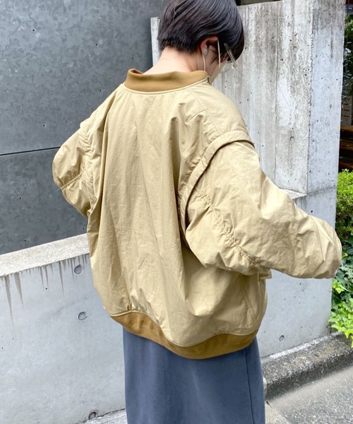 PUAL CE CIN(ピュアルセシン)の「2WAY MA1ジャケット(MA-1・レディース・ベージュ/カーキ・FREE)」の6枚目の写真